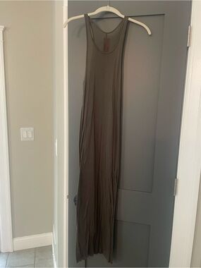 Rick Owens Olive Green Sleeveless Maxi Dress